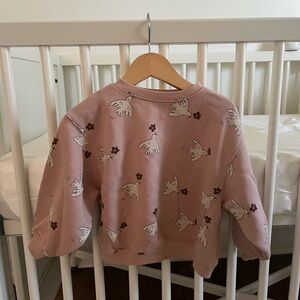 Rylee + Cru Dusty Pink Bird & Flower Crewneck Sweatshirt